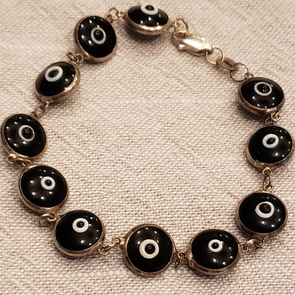 Evil Eye Charm Bracelet Navy & Silver - Picture 3 of 4